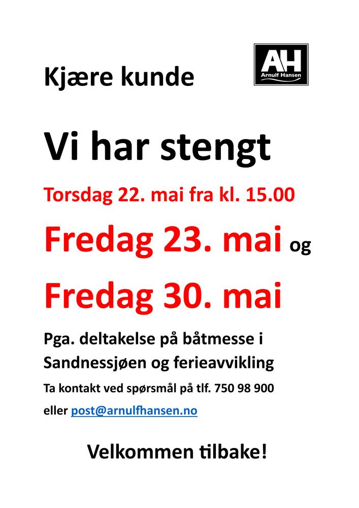 Plakat angående åpningstid